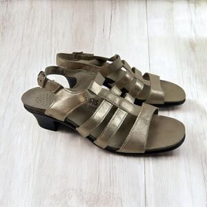 SAS Allegro Strap Sandals Women's sz 8.5 N Gold Metalic Shoes Comfort USA Made